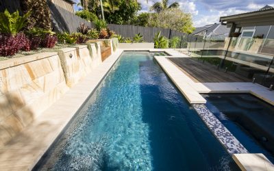 Compass Pools Fastlane fibreglass lap pools with a spa attached